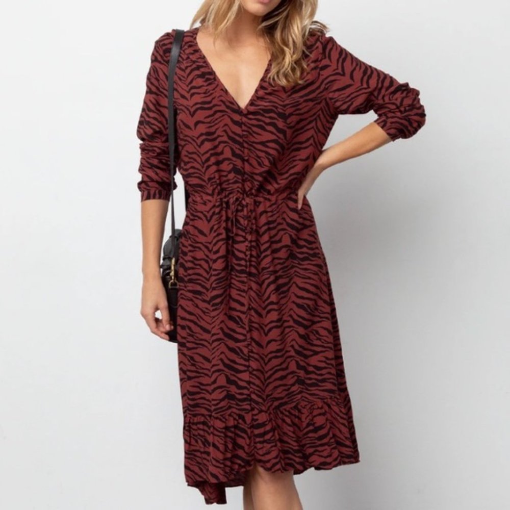 Rails Red and Black Zebra Print Dress
